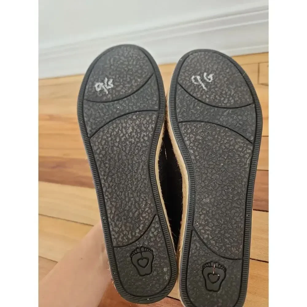 BOBS Skechers Womens 6 Espadrille Slip-On Black Linen Comfort Shoes Memory Foam